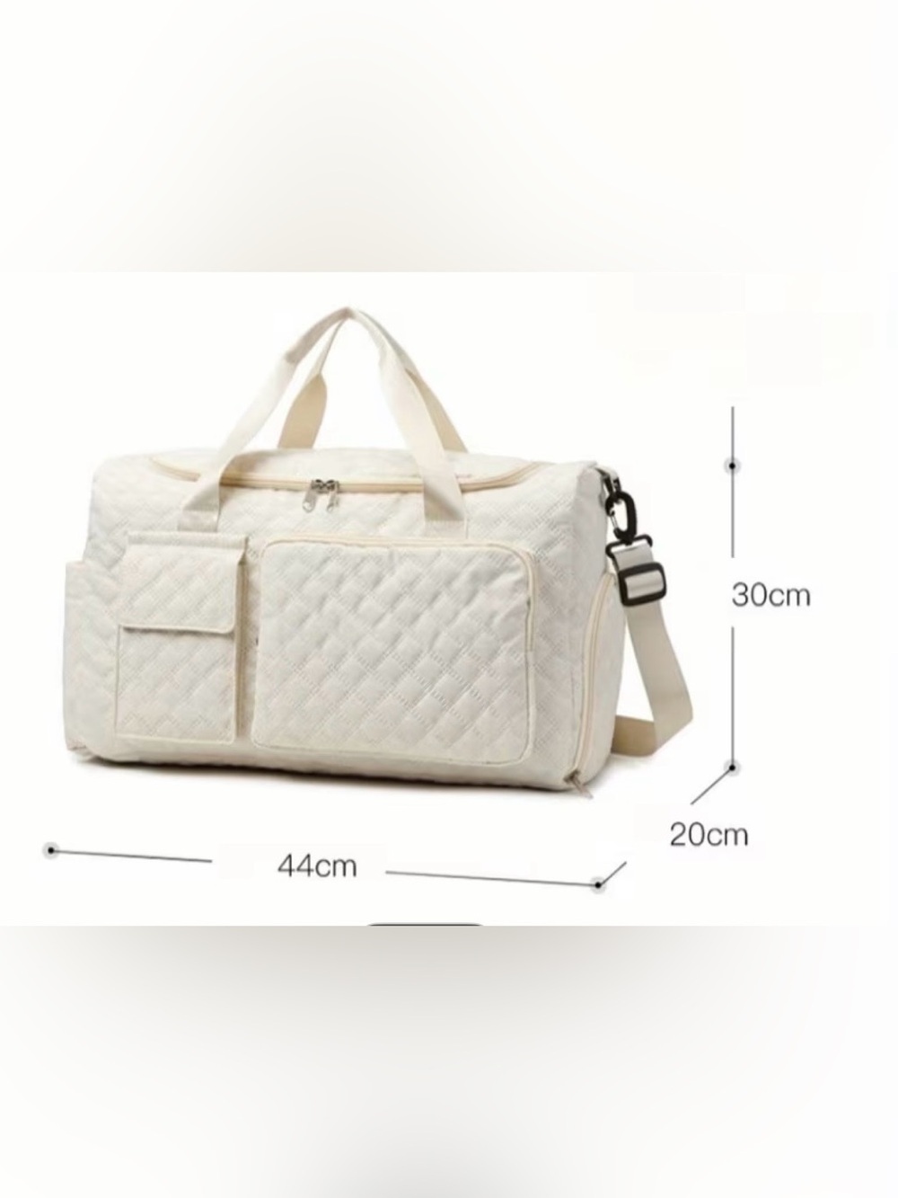 Quilted Cream Travel Duffle Bag - Picture 3 of 12